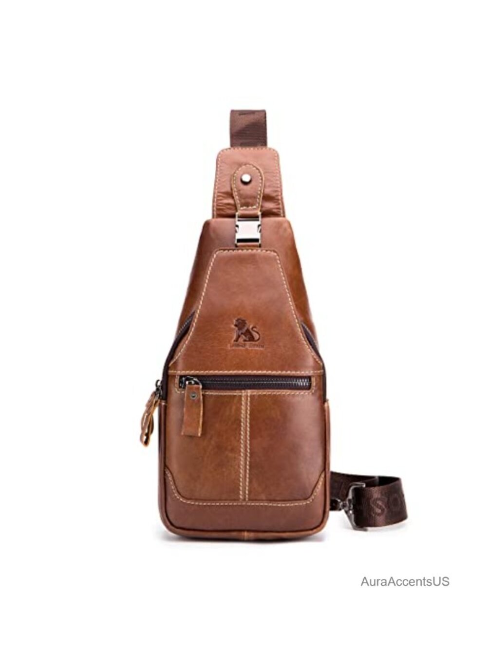 Leather Sling Bag Crossbody Chest Pack Adjustable Strap Casual Daypack